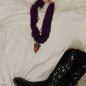 purple beaded arrow necklace